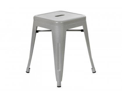 BLNK Kai Commercial Indoor Metal Backless Stackable Table Height Dining Stool Set of 4 - Silver