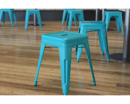 BLNK Kai Commercial Indoor Metal Backless Stackable Table Height Dining Stool Set of 4