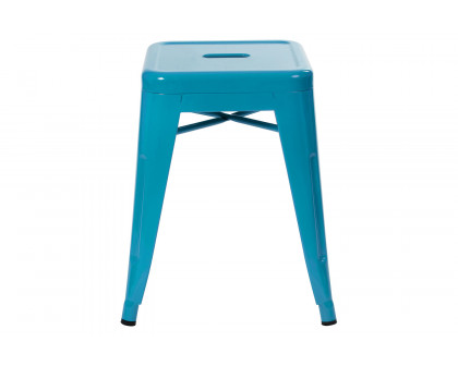 BLNK Kai Commercial Indoor Metal Backless Stackable Table Height Dining Stool Set of 4 - Teal