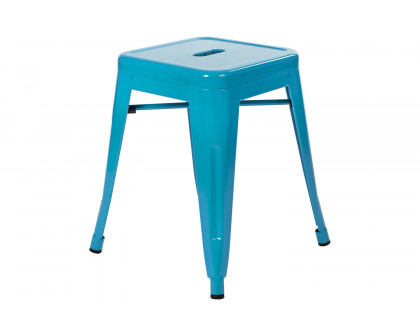 BLNK Kai Commercial Indoor Metal Backless Stackable Table Height Dining Stool Set of 4 - Teal