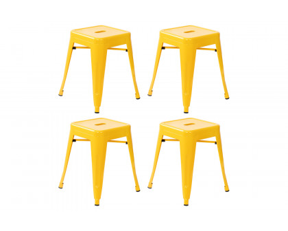 BLNK Kai Commercial Indoor Metal Backless Stackable Table Height Dining Stool Set of 4 - Yellow