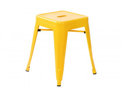 BLNK Kai Commercial Indoor Metal Backless Stackable Table Height Dining Stool Set of 4 - Yellow