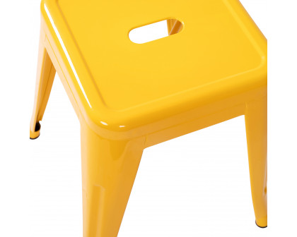 BLNK Kai Commercial Indoor Metal Backless Stackable Table Height Dining Stool Set of 4 - Yellow