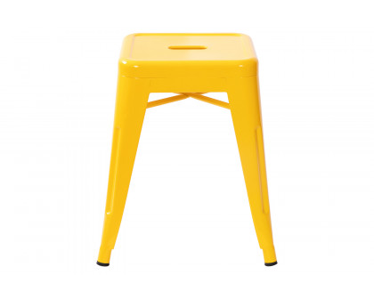 BLNK Kai Commercial Indoor Metal Backless Stackable Table Height Dining Stool Set of 4 - Yellow