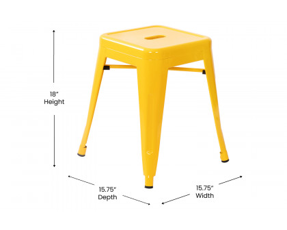 BLNK Kai Commercial Indoor Metal Backless Stackable Table Height Dining Stool Set of 4 - Yellow