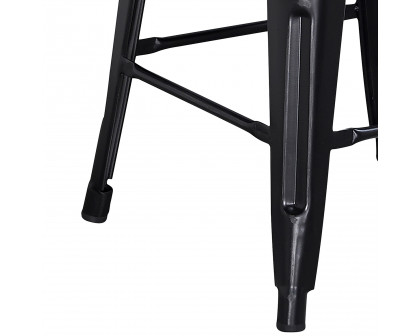 BLNK Kai Commercial Metal Backless Distressed Indoor-Outdoor Counter Height Stool - Black