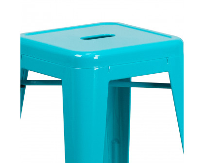 BLNK Kai Commercial Backless Indoor-Outdoor Counter Height Stool - Crystal Teal/Blue