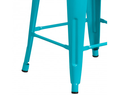 BLNK Kai Commercial Backless Indoor-Outdoor Counter Height Stool - Crystal Teal/Blue