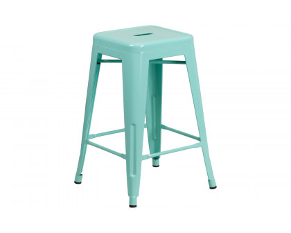 BLNK Kai Commercial Backless Indoor-Outdoor Counter Height Stool - Mint Green