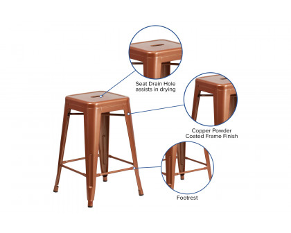 BLNK Kai Commercial Backless Indoor-Outdoor Counter Height Stool - Copper