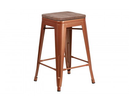 BLNK Sinclair Backless Counter Height Stool with Square Wood Seat