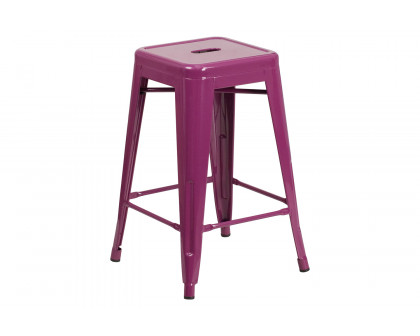 BLNK Kai Commercial Backless Indoor-Outdoor Counter Height Stool - Purple