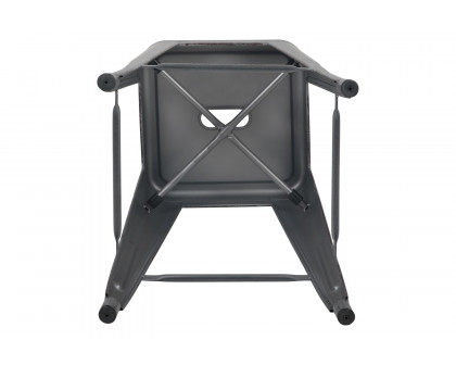 BLNK Kai Commercial Metal Backless Distressed Indoor-Outdoor Counter Height Stool - Silver Gray