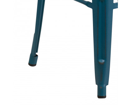 BLNK Kai Commercial Metal Backless Distressed Indoor-Outdoor Bar Stool - Antique Blue