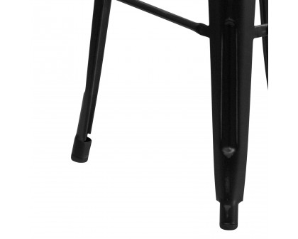 BLNK Kai Commercial Metal Backless Distressed Indoor-Outdoor Bar Stool - Black