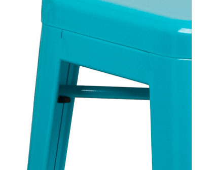 BLNK Kai Commercial Backless Indoor-Outdoor Bar Stool - Crystal Teal/Blue