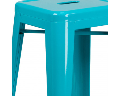 BLNK Kai Commercial Backless Indoor-Outdoor Bar Stool - Crystal Teal/Blue