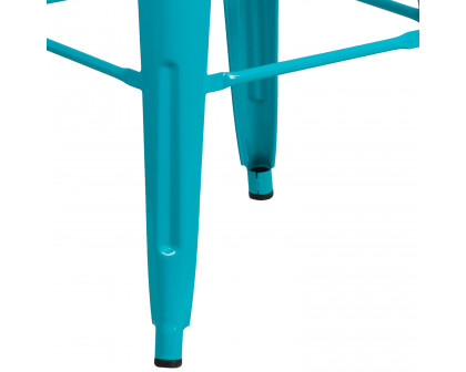 BLNK Kai Commercial Backless Indoor-Outdoor Bar Stool - Crystal Teal/Blue