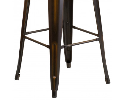 BLNK™ Kai Commercial Metal Backless Distressed Indoor-Outdoor Bar Stool - Copper