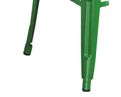 BLNK Kai Commercial Metal Backless Distressed Indoor-Outdoor Bar Stool - Green