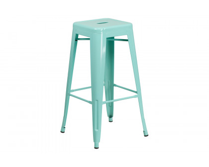 BLNK Kai Commercial Backless Indoor-Outdoor Bar Stool - Mint Green