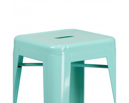 BLNK Kai Commercial Backless Indoor-Outdoor Bar Stool - Mint Green