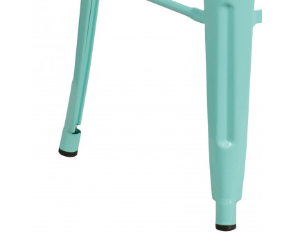 BLNK Kai Commercial Backless Indoor-Outdoor Bar Stool - Mint Green