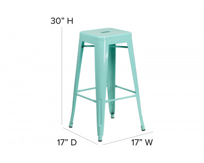 BLNK Kai Commercial Backless Indoor-Outdoor Bar Stool - Mint Green