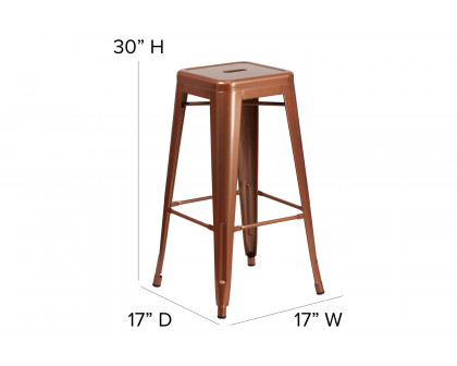 BLNK Kai Commercial Backless Indoor-Outdoor Bar Stool - Copper