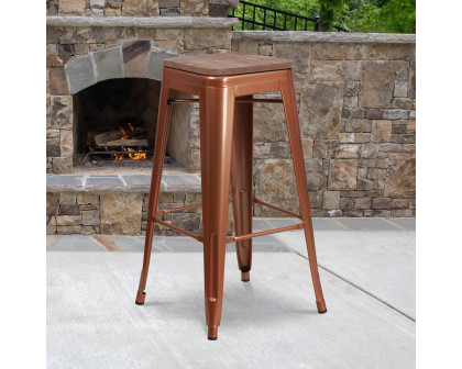 BLNK Murray Backless Bar Stool with Square Wood Seat