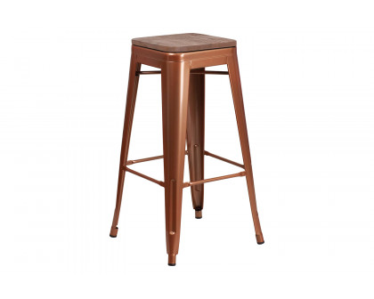 BLNK Murray Backless Bar Stool with Square Wood Seat - Copper