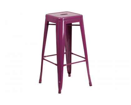 BLNK Kai Commercial Backless Indoor-Outdoor Bar Stool - Purple