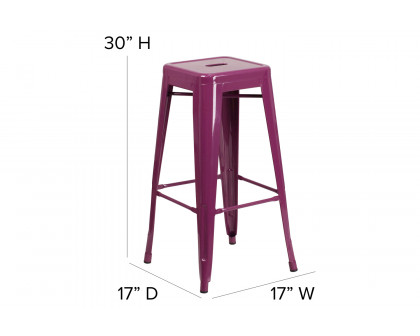 BLNK Kai Commercial Backless Indoor-Outdoor Bar Stool - Purple