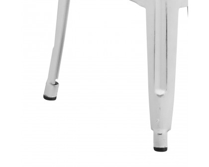 BLNK Kai Commercial Metal Backless Distressed Indoor-Outdoor Bar Stool - White