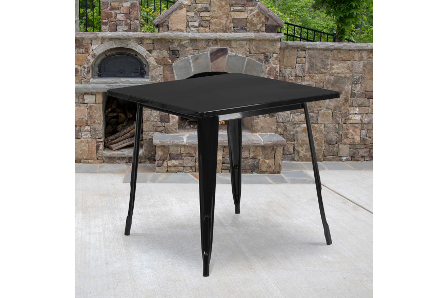 BLNK™ Felix Commercial Square Metal Indoor-Outdoor Table - Black