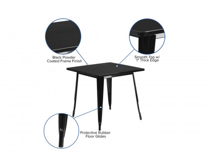 BLNK™ Felix Commercial Square Metal Indoor-Outdoor Table - Black