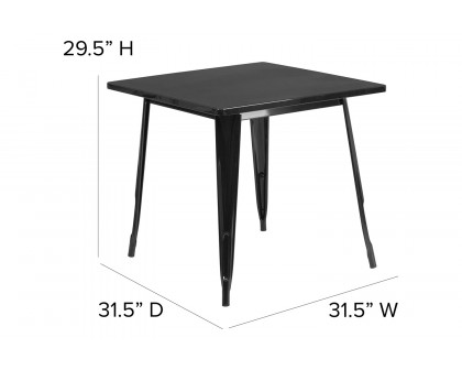 BLNK™ Felix Commercial Square Metal Indoor-Outdoor Table - Black