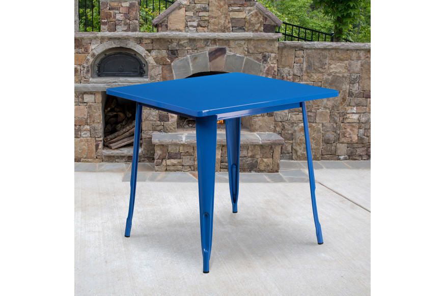 BLNK™ Felix Commercial Square Metal Indoor-Outdoor Table - Blue