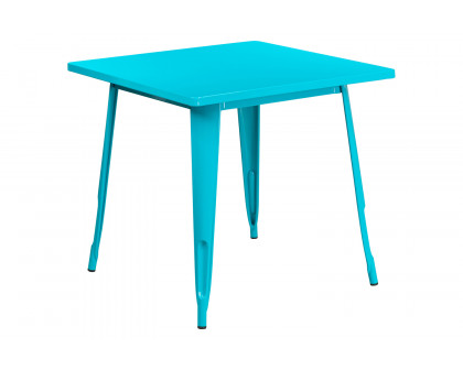 BLNK™ Felix Commercial Square Metal Indoor-Outdoor Table - Crystal Teal/Blue