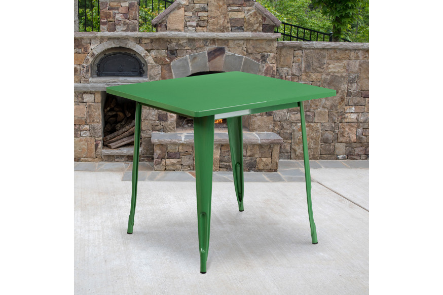 BLNK™ Felix Commercial Square Metal Indoor-Outdoor Table - Green