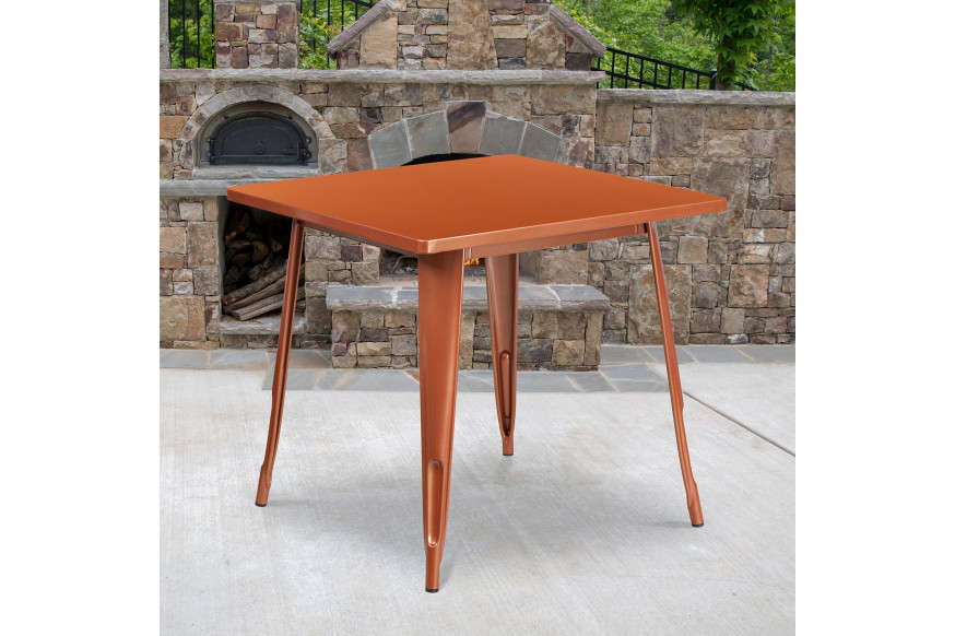 BLNK™ Felix Commercial Square Metal Indoor-Outdoor Table - Copper