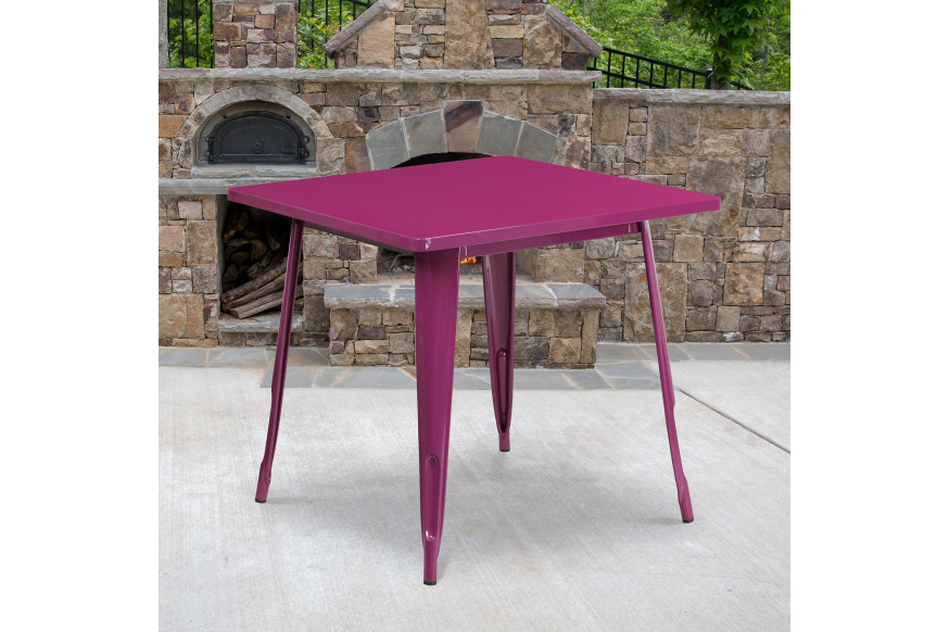 BLNK™ Felix Commercial Square Metal Indoor-Outdoor Table - Purple