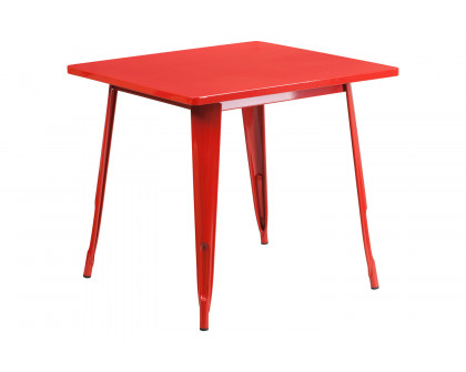 BLNK™ Felix Commercial Square Metal Indoor-Outdoor Table - Red