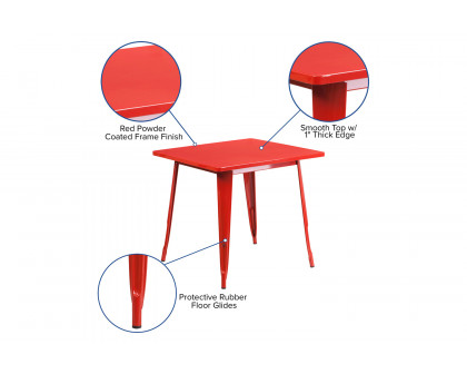 BLNK™ Felix Commercial Square Metal Indoor-Outdoor Table - Red