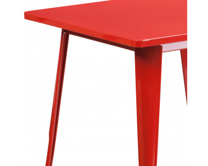 BLNK™ Felix Commercial Square Metal Indoor-Outdoor Table - Red