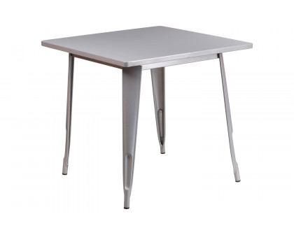 BLNK™ Felix Commercial Square Metal Indoor-Outdoor Table - Silver