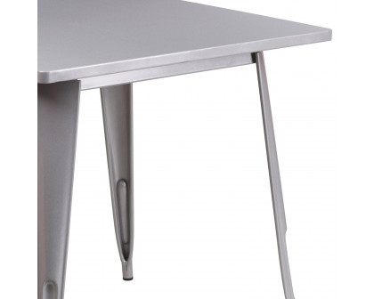 BLNK™ Felix Commercial Square Metal Indoor-Outdoor Table - Silver