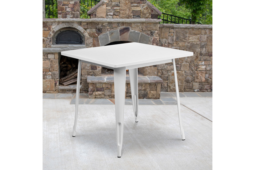 BLNK™ Felix Commercial Square Metal Indoor-Outdoor Table - White