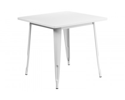 BLNK™ Felix Commercial Square Metal Indoor-Outdoor Table - White