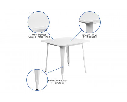 BLNK™ Felix Commercial Square Metal Indoor-Outdoor Table - White